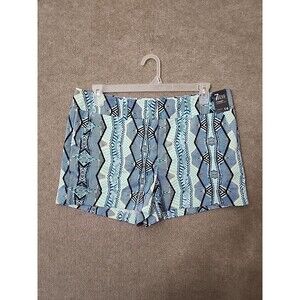 7th Avenue Shorts Womens 14 Blue Geometric Cuffed Stretch NEW